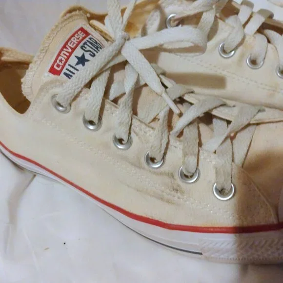 Converse Off White Canvas All Star Sneakers Shoes 10 Retro Streetwear Minimalist - Picture 3 of 9